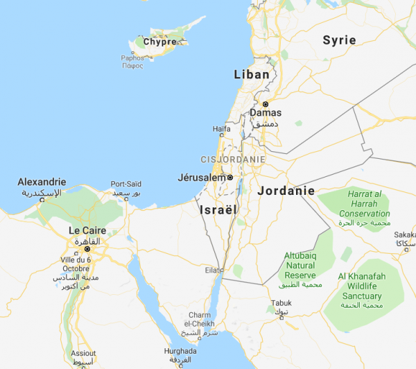 Jérusalem et la Terre Sainte : comprenant Tel Aviv et Petra.(Image: Google map)