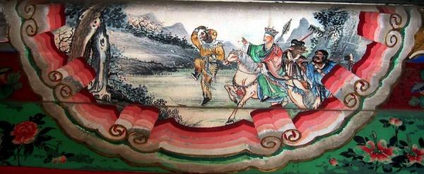 Ces histoires révèlent également la foi divine et le mandat du Ciel, et incarnent ainsi l’essence de la culture traditionnelle chinoise. De gauche à droite : Sun Wu kong, Xuan Zang sur Bai Long Ma, Zhu Ba Jie et Sha He Shang. (Image : Wikimedia / Fresque au Palais d’été, Pékin, Domaine publique)