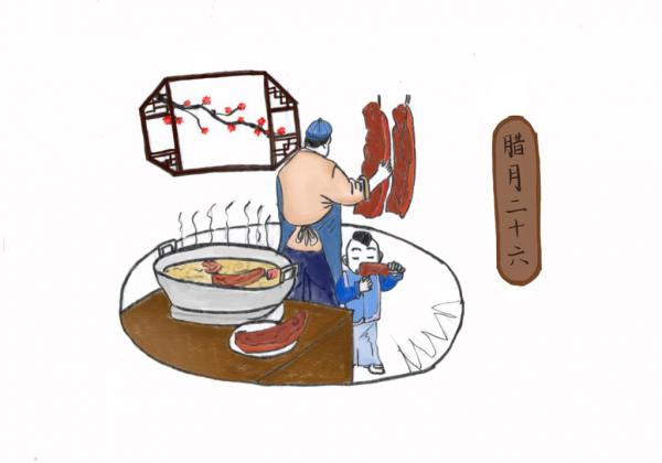 Le 26e jour du mois de La Yue. Couper la viande du nouvel an. (Xiaosui)