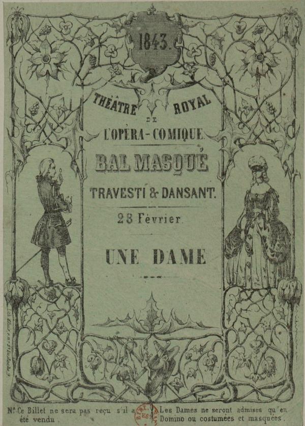 Billet d’entrée au Bal de l’Opéra du Carnaval de Paris en 1843. (Image : Domaine public / Wikipedia)