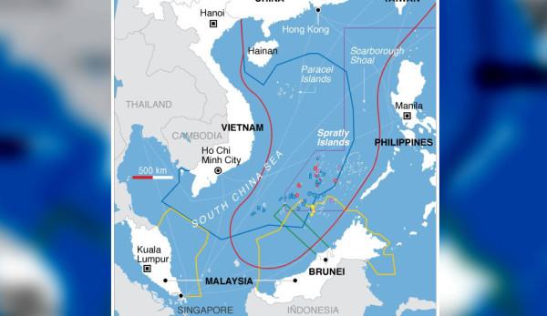 Des cartes imprimées en Chine montrent la mer de Chine méridionale comme faisant entièrement partie du territoire chinois, même si le Vietnam, Taiwan, les Philippines et d'autres pays ont  fait valoir leurs revendications à ce sujet. (Image : wikimedia / CC0 1.0)