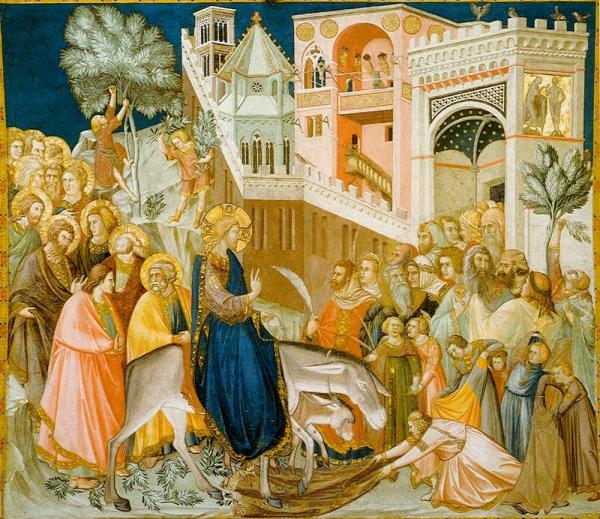 Arrivée du Christ à Jérusalem, par Pietro Lorenze. Cette célébration symbolise l’entrée solennelle de Jésus à Jérusalem. (Image : wikimedia / Pietro lorenzetti / Domaine public) 