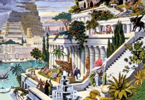 Les jardins de Babylone stimulent l’imaginaire collectif, puisqu’il ne reste aucune trace, chacun peut donc, les imaginer à sa guise. (Image : Maarten van Heemskerck / Domaine Public / wikimedia)