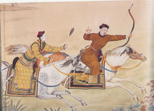 L’Empereur Qianlong chasse un cerf. (Image : wikimedia / 郎世宁 / Domaine public)