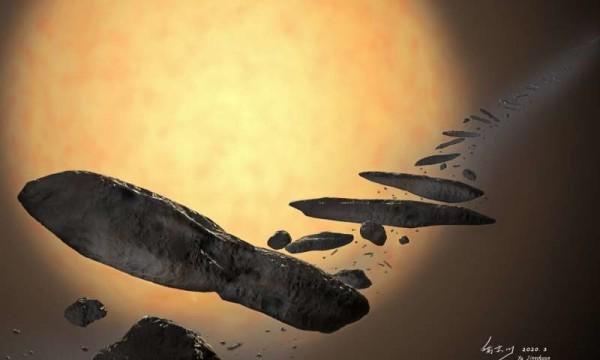 Vue d’artiste de la formation d’Oumuamua. (Image : YU Jingchuan from Beijing Planetarium)