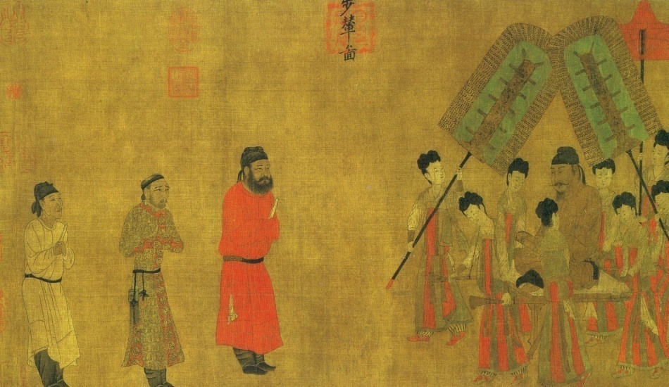 L’empereur Taizong reçoit en audience Gar Tongtsen Yülsung (tibétain : མགར་སྟོང་བཙན་ཡུལ་སྲུང༌།), l’ambassadeur de l’empire tibétain. (Image : Wikimedia / CC0 1.0)