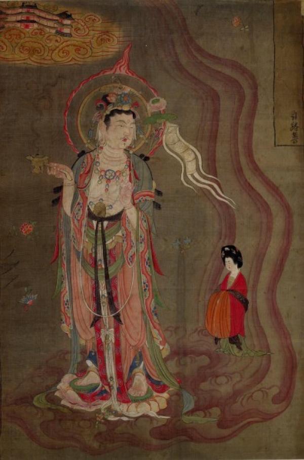 Bodhisattva conduisant une dame charitable vers la Terre Pure. (Image : wikimedia / CC0 1.0)