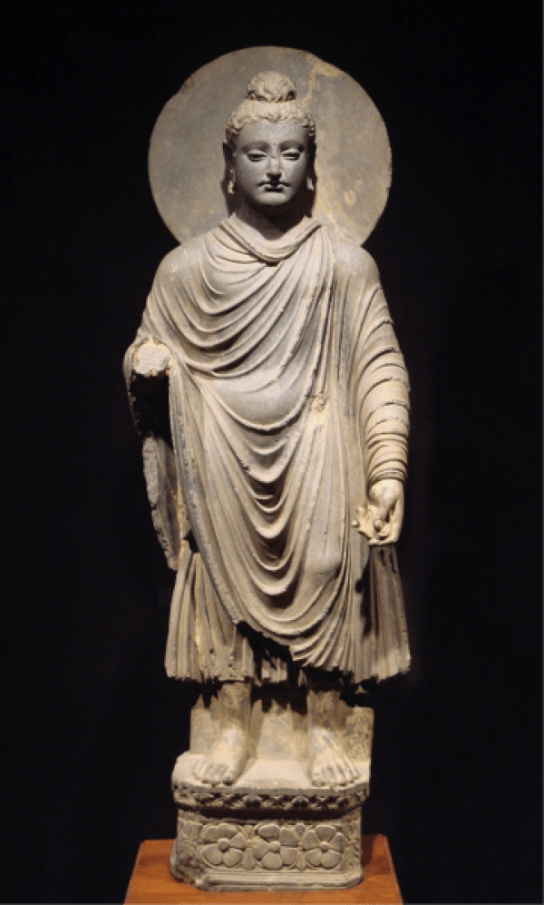 Bouddha du Gandhara. Cette statue est un exemple de l’art occidental imprégné de pensées et de croyances orientales. (Image : wikimedia / CC0 1.0)