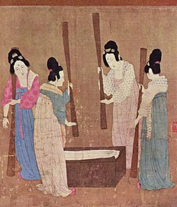 « Battage » de la Soie (Chine, XIIe siècle) ». (Image : wikimedia / Domaine public)