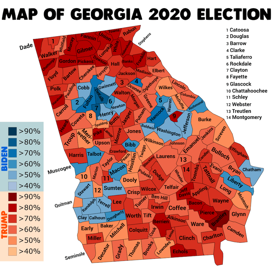 Carte des élections en Géorgie. (Image : wikimedia / C BY-SA 4.0)