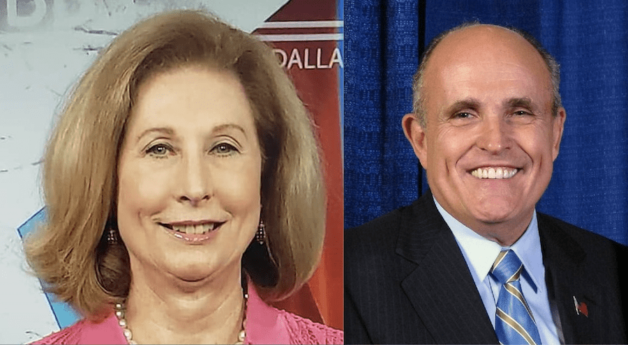 Sidney Powell et Rudy Giuliani luttent contre la fraude électorale. (Image : wikimedia / CC-BY-SA-4.0 &amp; wikimedia / Crzrussian, cropped by Angr / Domaine public)