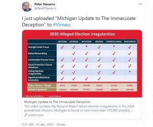 Peter Navarro possède les reçus des votes illégaux du Michigan