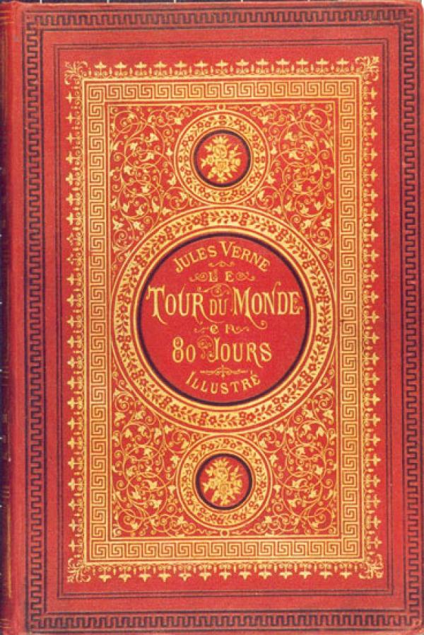 La percale est une cotonnade très douce au toucher. Elle a servi de reliure pour ce livre de Jules Verne. (Image : wikimedia / Jules Verne / Domaine public)