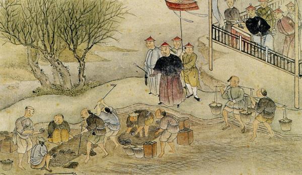 Lin Zexu surveillant la destruction de l’opium. (Image : wikimedia / CC0 1.0)
