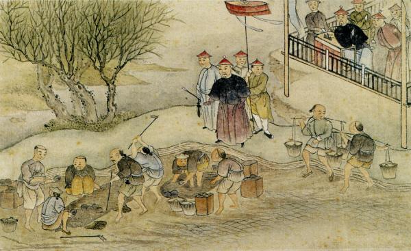 Lin supervisant la destruction de l'opium.  (Image : Wikimedia / CC0 1.0)